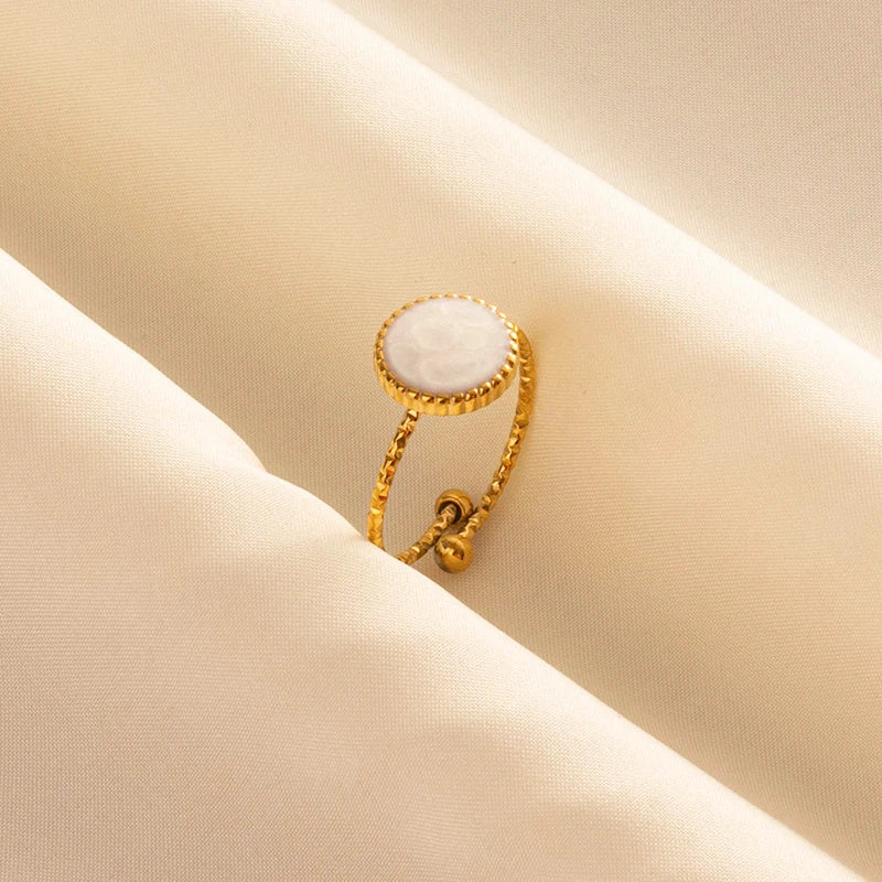 Bague en Acier Inoxydable Plaqué Or group pour Femme et Homme, Bijoux d'Anniversaire, Huile de Goutte à Goutte Blanche, Étoile, Cœur, Œil, Ouvert, Réglable, Vintage