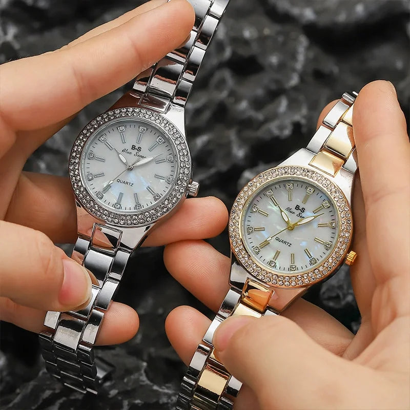 Mode dames montres robe or Montre femmes cristal diamant montres en acier inoxydable argent horloge femmes Montre Femme