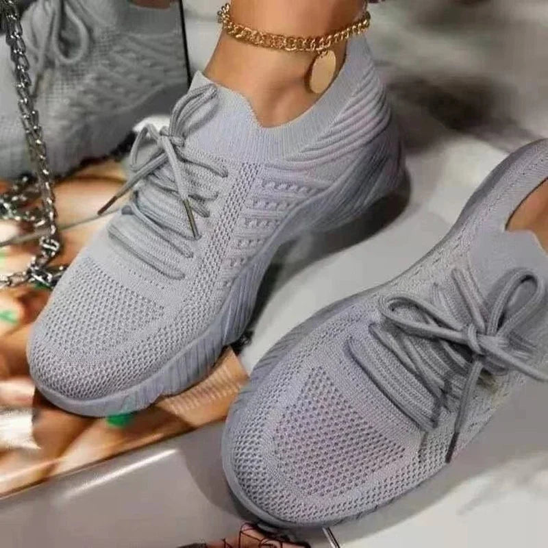 Baskets Femme en Maille Respirante - Chaussures Décontractées à Lacets