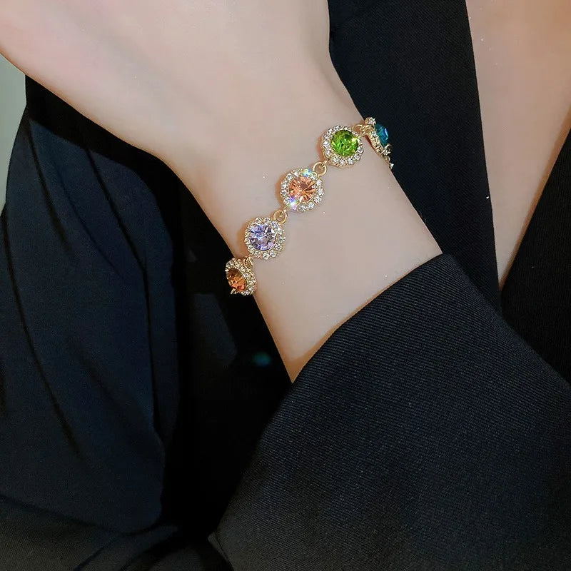 Rotterdam Kly-Collier Ras du Cou avec Strass Colorés, Géométrique, Rond, Carré, Clip, Bijoux de Mariage pour Femme Patiente