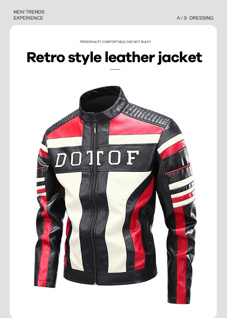 Veste Biker Premium Lencensa - Cuir PU Vintage Col Montant - Qualité Exceptionnelle