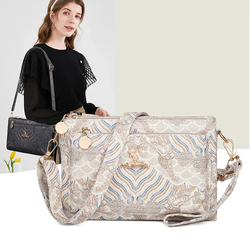 Sac à Main en Cuir de Luxe pour Femme, Sacoche de Marque Authentique, de Styliste, à Bandoulière, Multicouche, 03 Utilisation