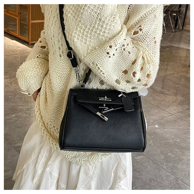 Sac messager en cuir classique pour femmes, sac à bandoulière, fourre-tout de marque de luxe, célèbre styliste populaire élégant - Lencensa 