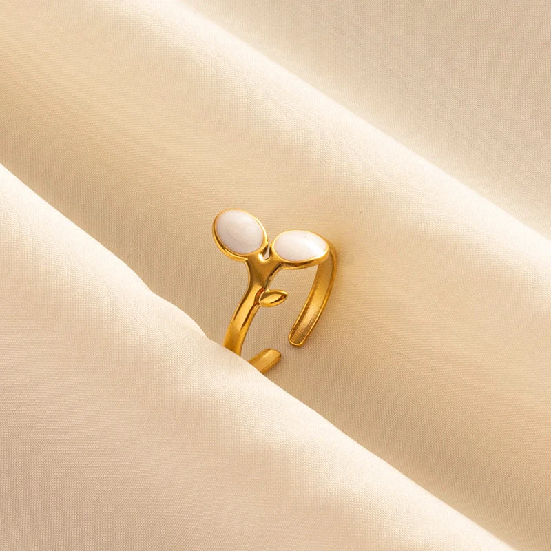 Bague en Acier Inoxydable Plaqué Or group pour Femme et Homme, Bijoux d'Anniversaire, Huile de Goutte à Goutte Blanche, Étoile, Cœur, Œil, Ouvert, Réglable, Vintage