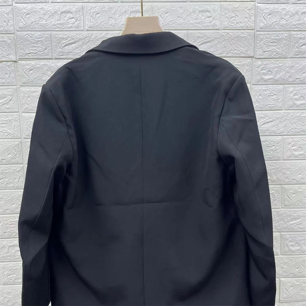 Veste de costume décontractée à double boutonnage pour femme, coupe ample, de haute qualité, pour les déplacements, nouvelle collection automne et hiver 2023 - Lencensa 