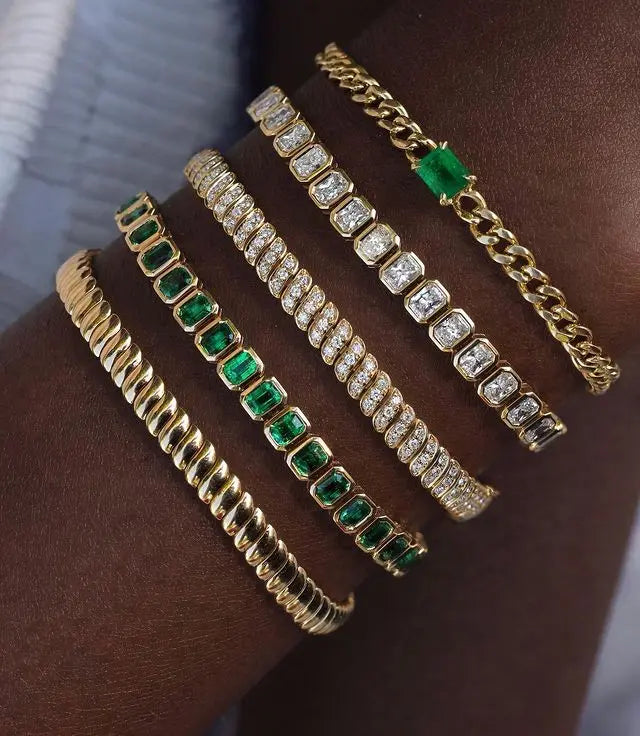 Bracelet en zircone cubique 5A CZ, lunette géométrique de différentes formes, chaîne de Tennis, bijoux classiques à la mode pour femmes