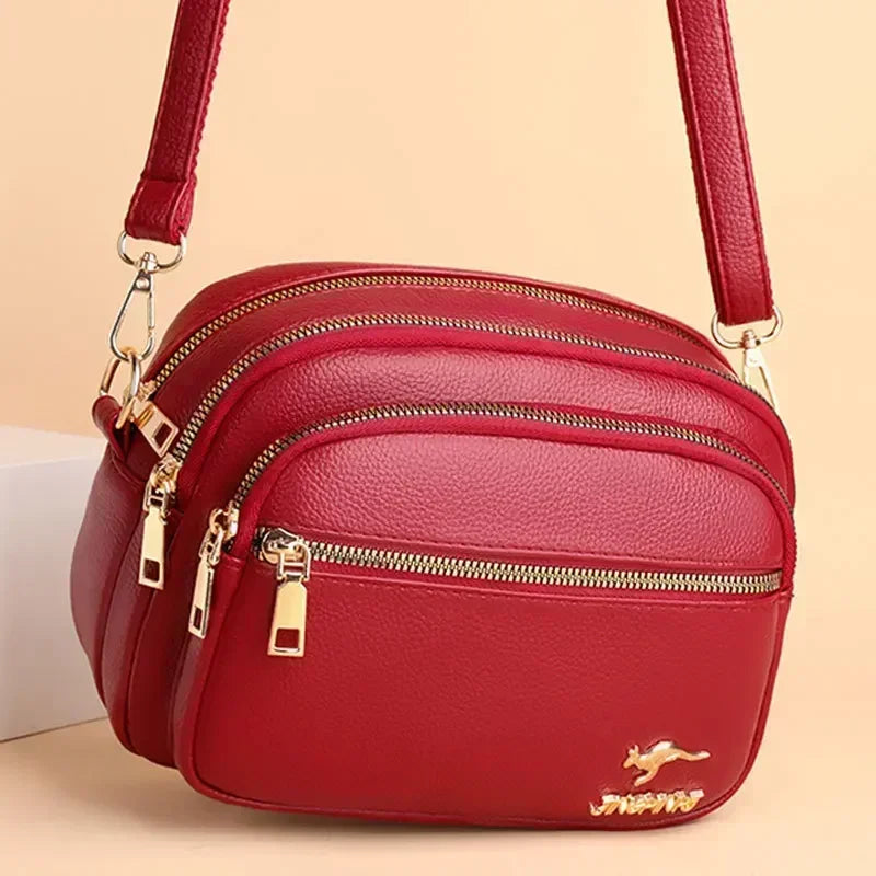 Sac à main en cuir souple pour femme, multi-poches, résistant à l'usure, haute qualité, sac messager initié, luxe, mode