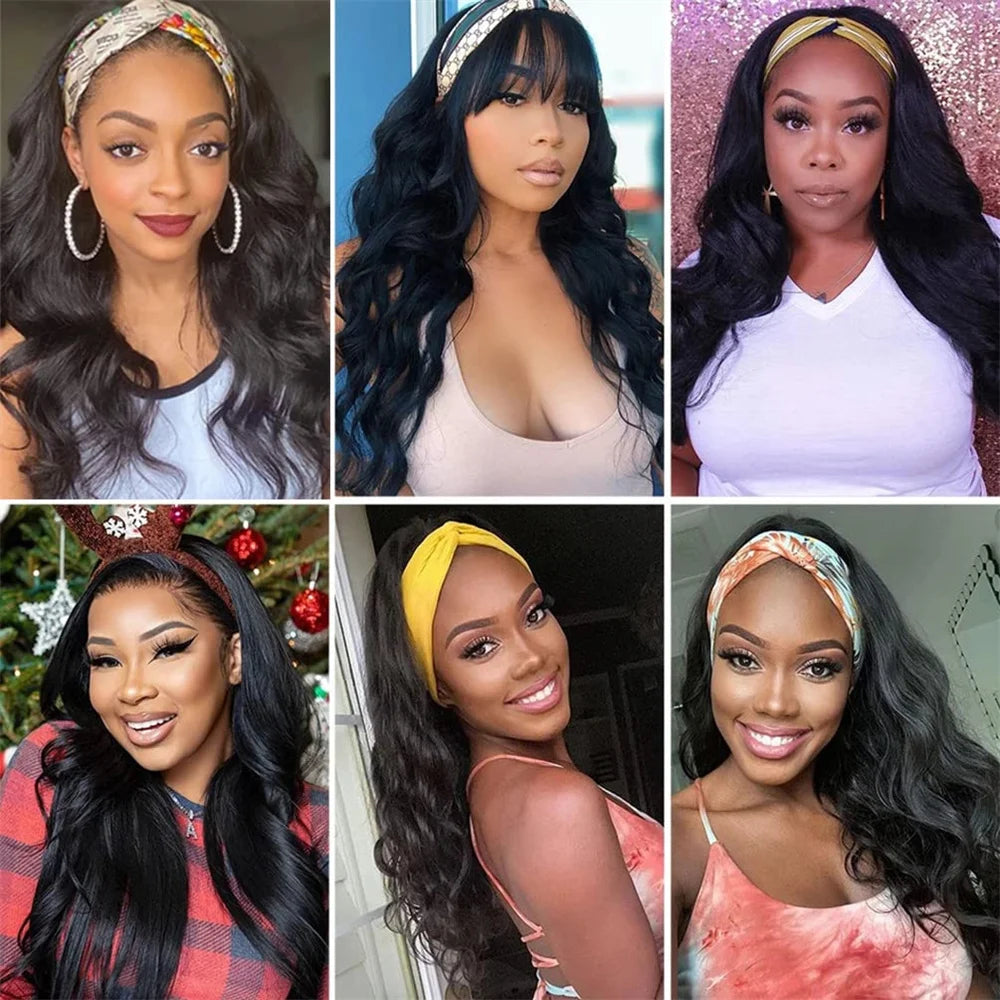 Perruque Body Wave Brésilienne Naturelle pour Femme Africaine, Cheveux Humains, Fait à la Machine, Densité 180%, Document