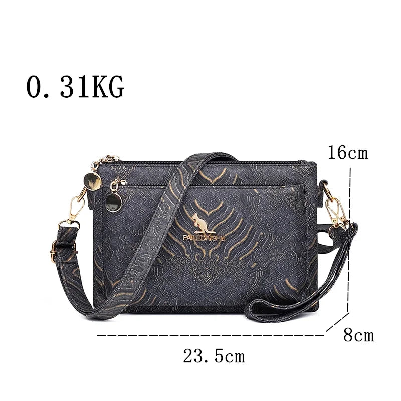 Sac à Main en Cuir de Luxe pour Femme, Sacoche de Marque Authentique, de Styliste, à Bandoulière, Multicouche, 03 Utilisation