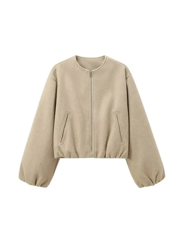 Veste Bombardier Femme Surdimensionnée - Manteau Zippé Tendance