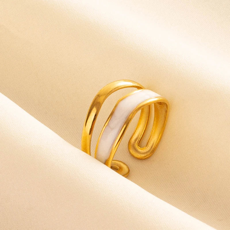 Bague en Acier Inoxydable Plaqué Or group pour Femme et Homme, Bijoux d'Anniversaire, Huile de Goutte à Goutte Blanche, Étoile, Cœur, Œil, Ouvert, Réglable, Vintage
