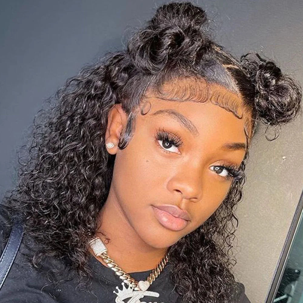 Perruque Bob brésilienne ondulée courte bouclée 8-16 perruque Lace Closure perruque vague d'eau 13x4 dentelle avant perruques de cheveux humains pour les femmes noires