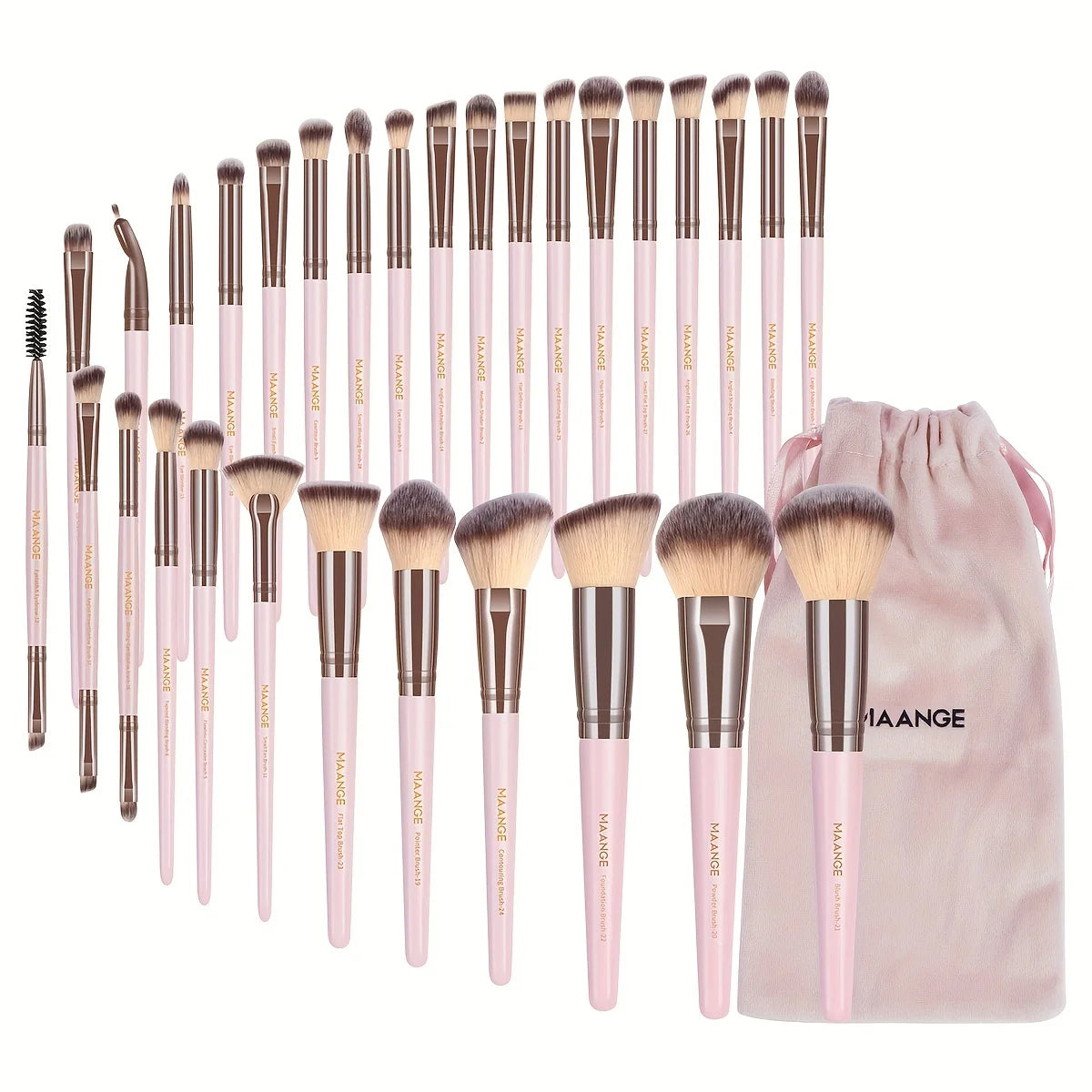 MAANGE-Ensemble de pinceaux de maquillage professionnels, outils de beauté avec sac, fond de teint, correcteur pour les yeux, poudre de fard à joues, 30 pièces - Lencensa 