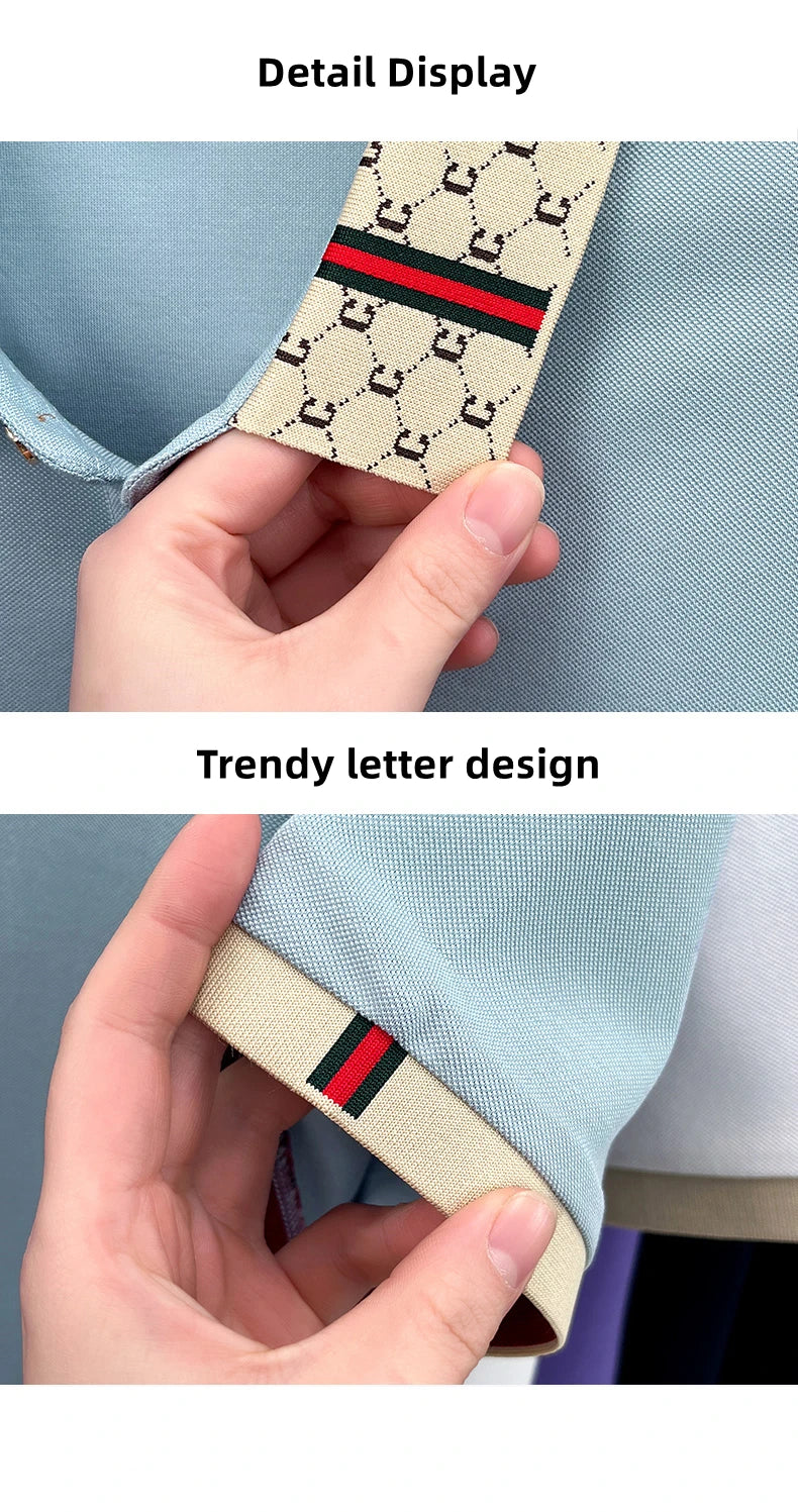 Polo Homme Luxe Lettre B - Manches Courtes Respirant Été - Lencensa 