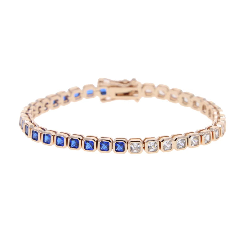 Bracelet en zircone cubique 5A CZ, lunette géométrique de différentes formes, chaîne de Tennis, bijoux classiques à la mode pour femmes