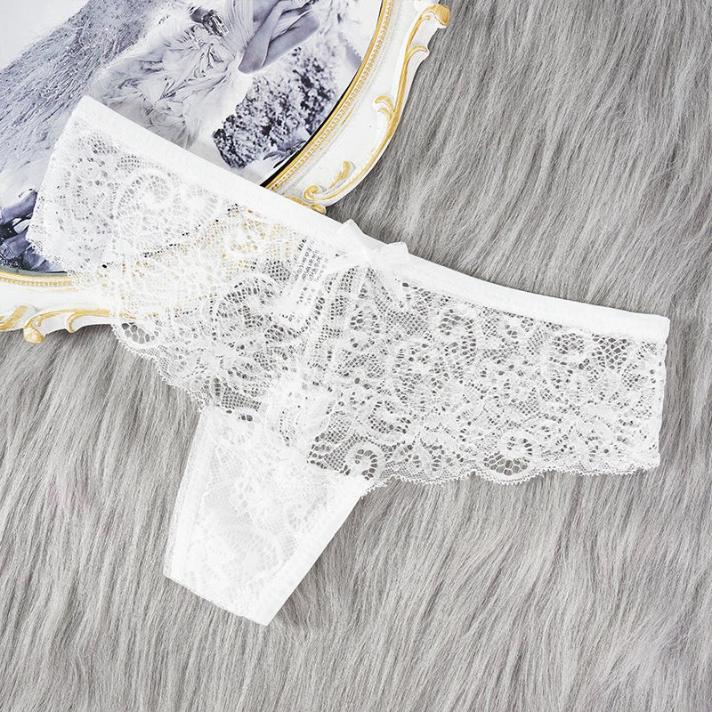 String Femme Dentelle - Taille Basse Transparent - Lencensa 