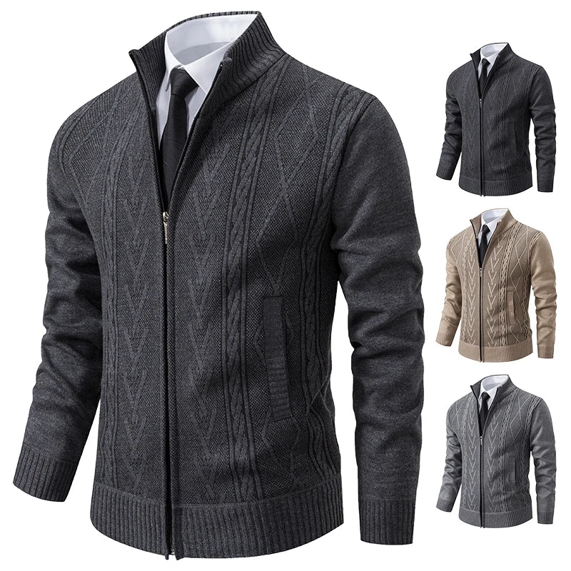 Cardigan Homme GQXAON Premium - Manteau Cachemire Zippé Automne-Hiver - Lencensa 