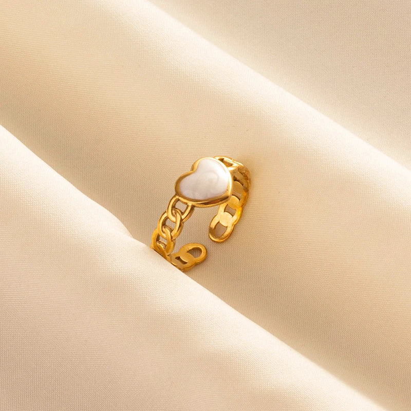 Bague en Acier Inoxydable Plaqué Or group pour Femme et Homme, Bijoux d'Anniversaire, Huile de Goutte à Goutte Blanche, Étoile, Cœur, Œil, Ouvert, Réglable, Vintage