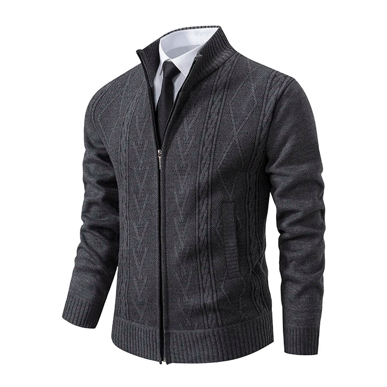 Cardigan Homme GQXAON Premium - Manteau Cachemire Zippé Automne-Hiver - Lencensa 