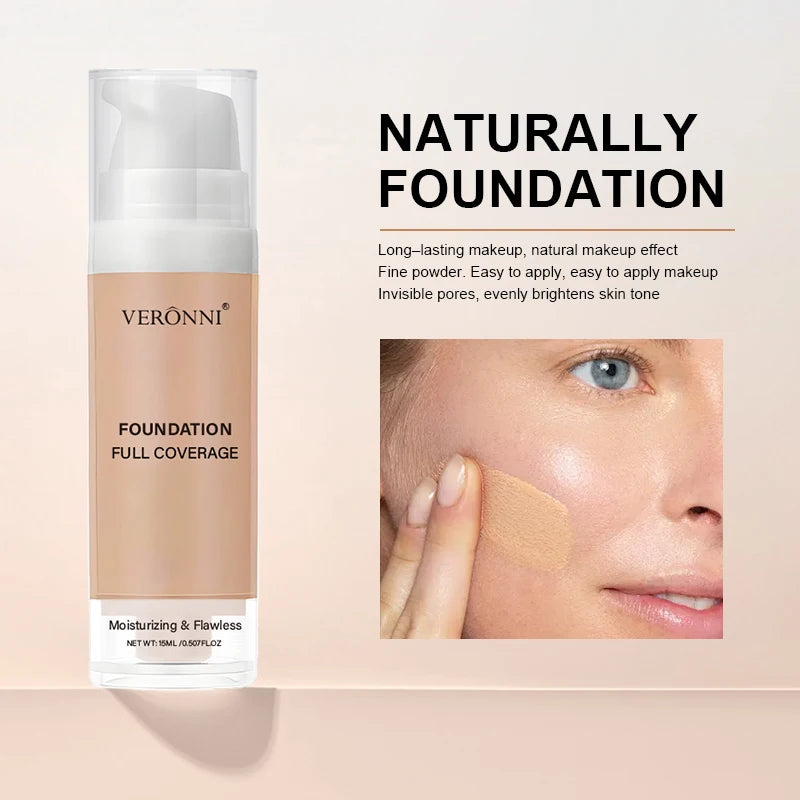 Kit de maquillage pour le visage, 3 pièces, comprend un fond de teint liquide à couverture complète de 15ml, primaire de maquillage hydratant et une poudre libre, résistant à la sueur