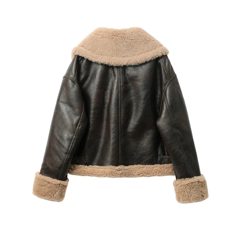 Veste Courte Femme Double Face - Manteau Chaud Automne Hiver