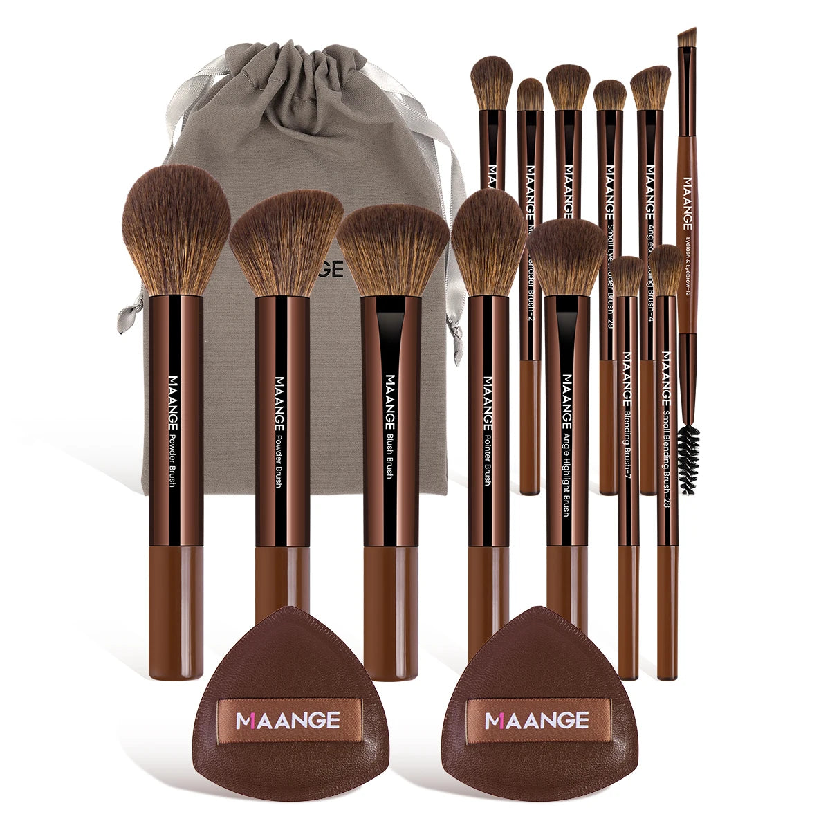 MAANGE 15 pièces outil de maquillage 13 pièces pinceaux de maquillage ensemble fond de teint poudre Blush fard à paupières brosse 2 pièces coussin d'air bouffée beauté mélange