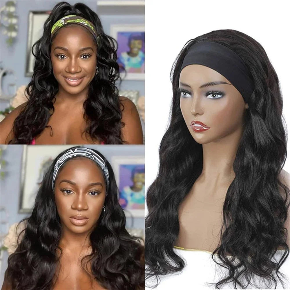 Perruque Body Wave Brésilienne Naturelle pour Femme Africaine, Cheveux Humains, Fait à la Machine, Densité 180%, Document
