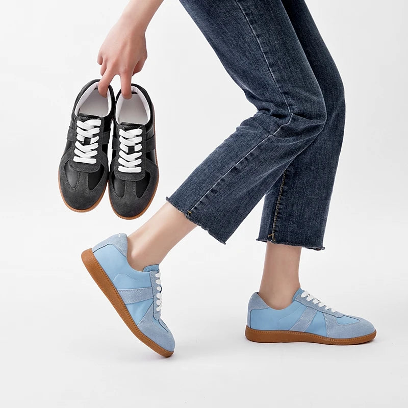 Baskets Femme en Cuir Véritable - Chaussures Décontractées Printemps 2025