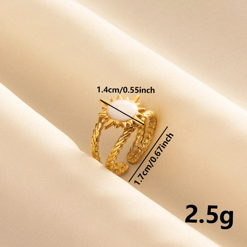 Bague en Acier Inoxydable Plaqué Or group pour Femme et Homme, Bijoux d'Anniversaire, Huile de Goutte à Goutte Blanche, Étoile, Cœur, Œil, Ouvert, Réglable, Vintage