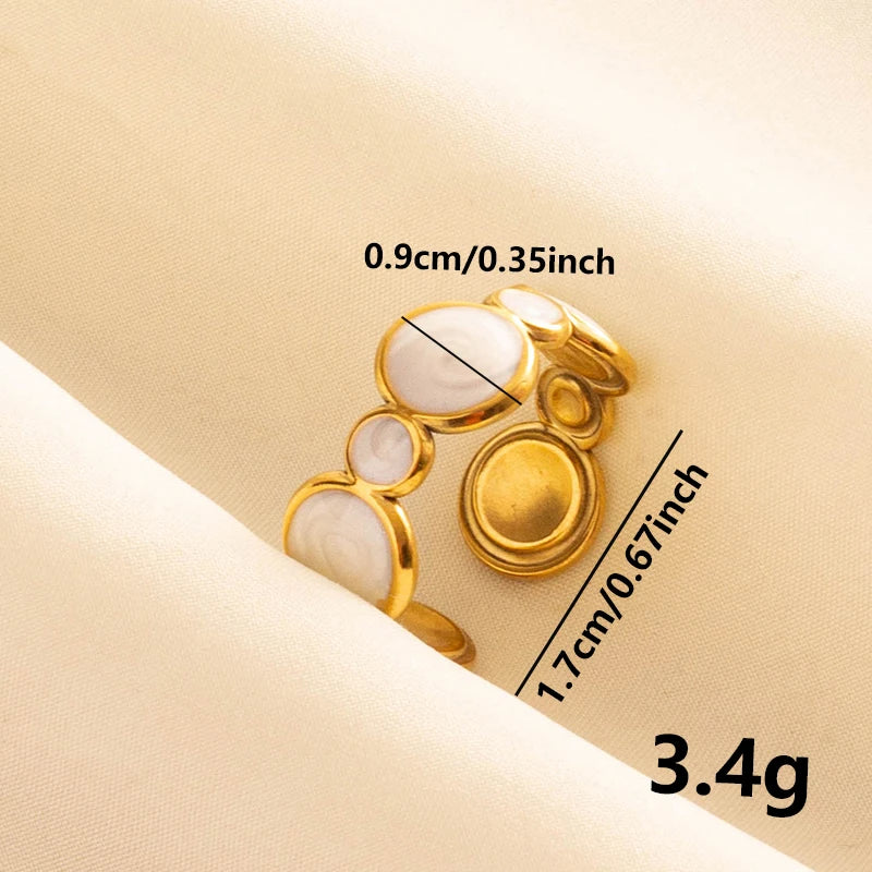 Bague en Acier Inoxydable Plaqué Or group pour Femme et Homme, Bijoux d'Anniversaire, Huile de Goutte à Goutte Blanche, Étoile, Cœur, Œil, Ouvert, Réglable, Vintage