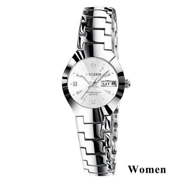 FNGEEN-Montre à Quartz de Luxe en Acier Inoxydable pour Homme et Femme, Montre-Bracelet Étanche pour Couple, Amoureux, 2023, 5808