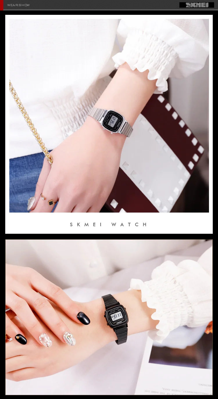 SKMEI 1901 luxe femmes montres petit cadran numérique Chrono calendrier Montre étanche dames Montre-bracelet horloge Montre femme 1620