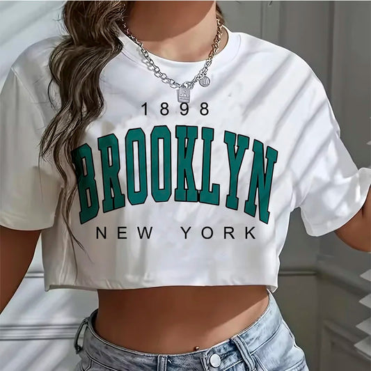 T-shirt Premium Femme Brooklyn LA - Crop Top Qualité Supérieure Sport Décontracté