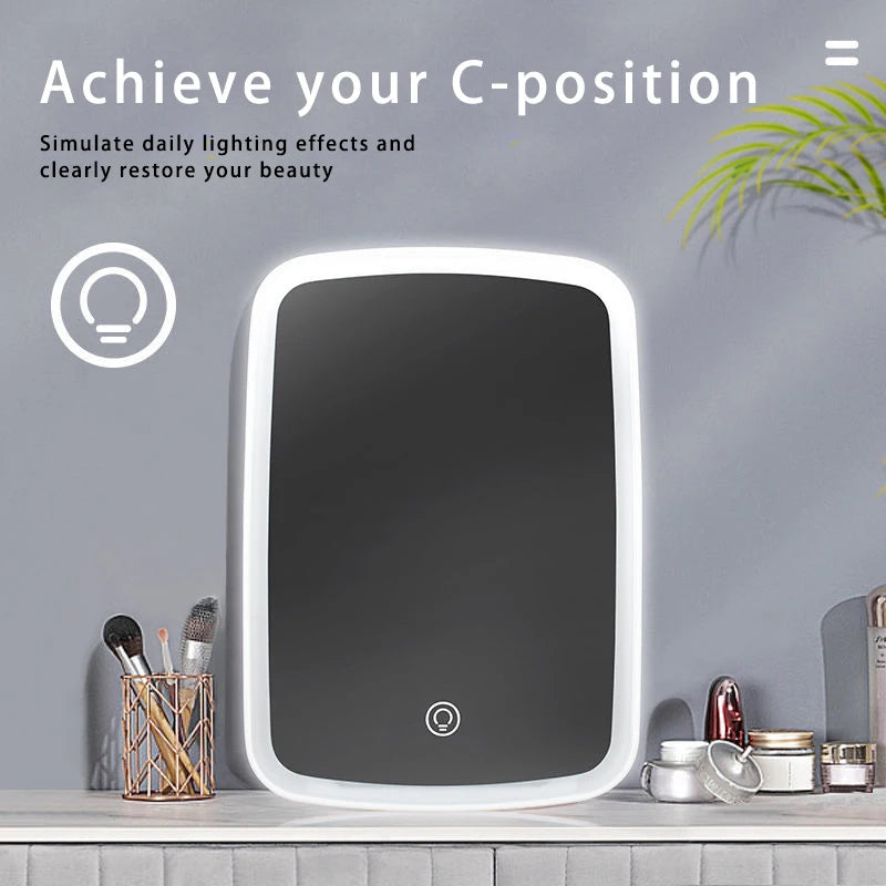 Miroir de maquillage portable, lumière de couleur réglable, lumière de maquillage, lampe de miroir sans fil, lampe de remplissage, Rotation rechargeable - Lencensa 