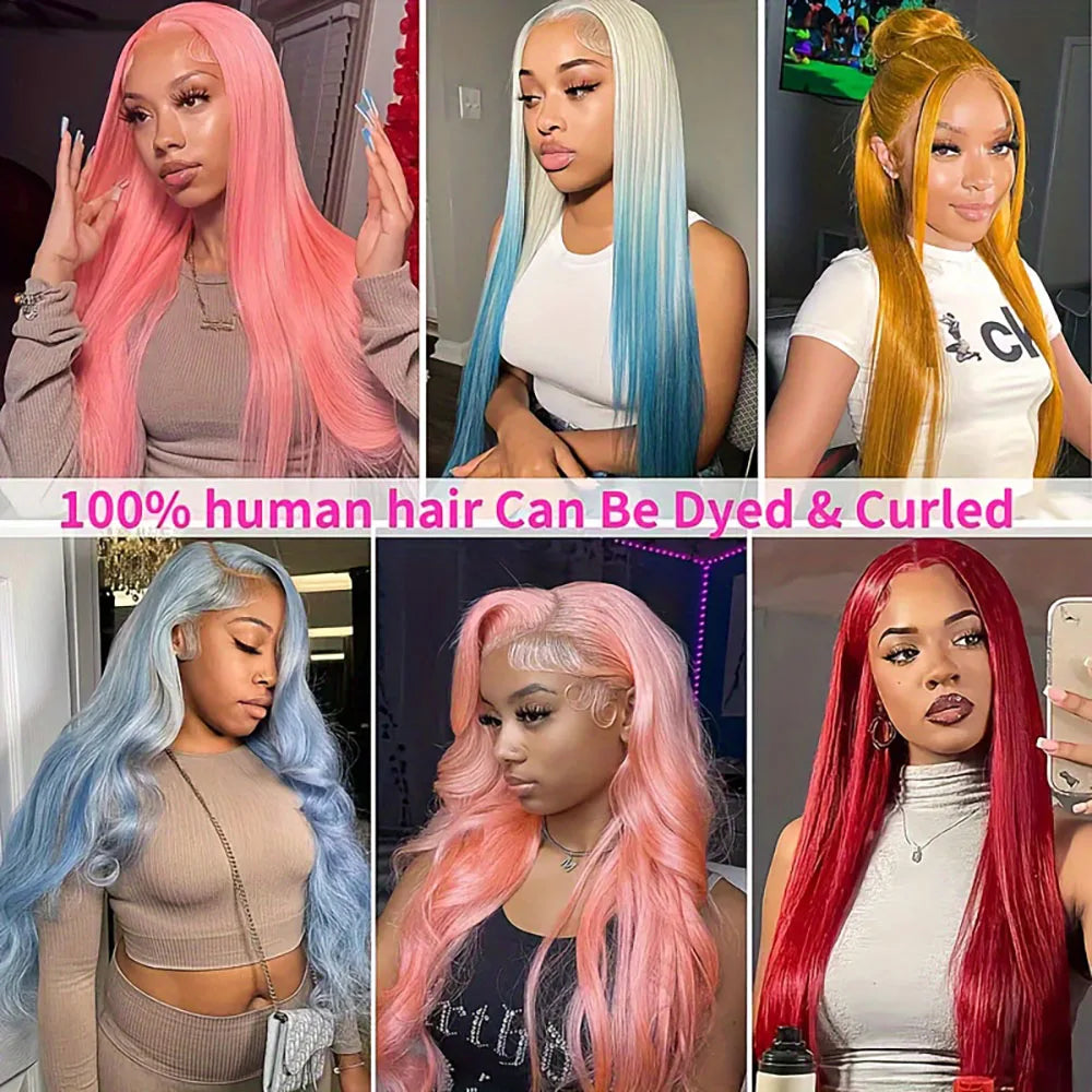 Perruque Lace Frontal Wig 100% naturelle brésilienne, cheveux lisses, blond 613, 13x4, 13x6, HD, transparente, pre-plucked, pour femmes