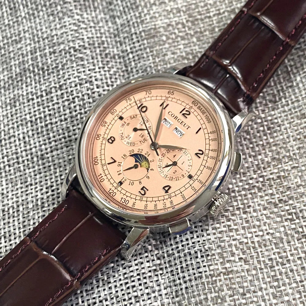 Montre automatique pour hommes Multification Date jour mois année 316L montre mécanique pour hommes boîtier poli indicateur jour/nuit 42mm