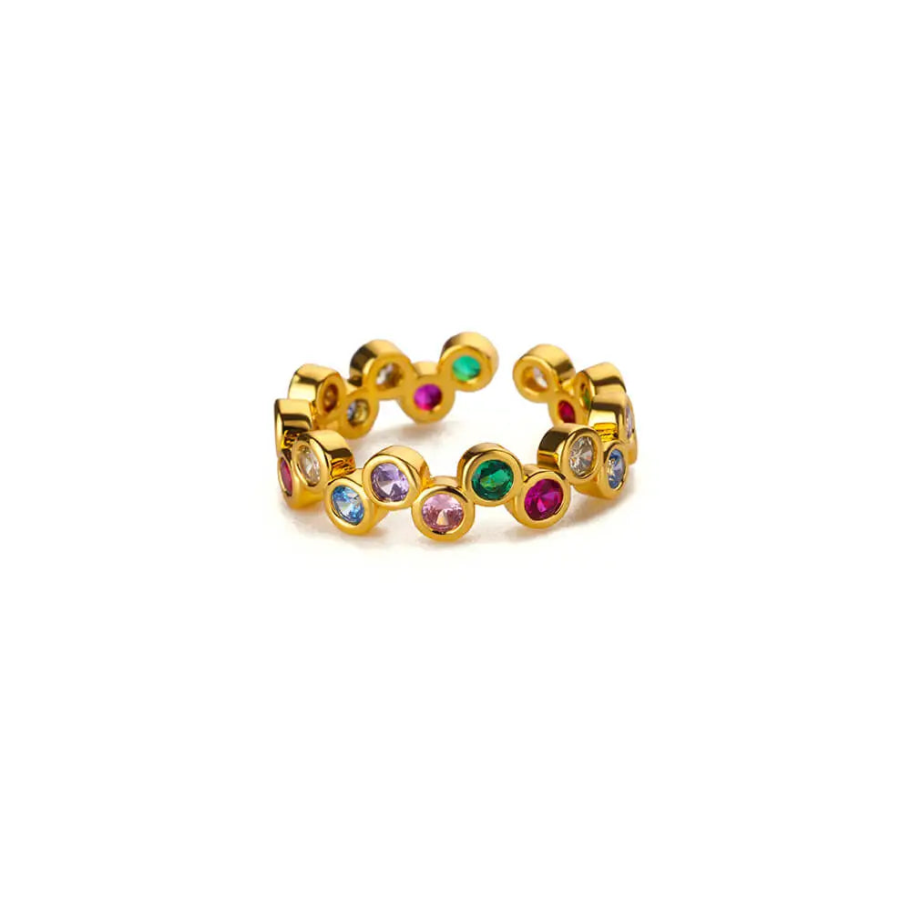 Bague Zircon Dorée Acier Inoxydable - Style Y2K Tendance 2025