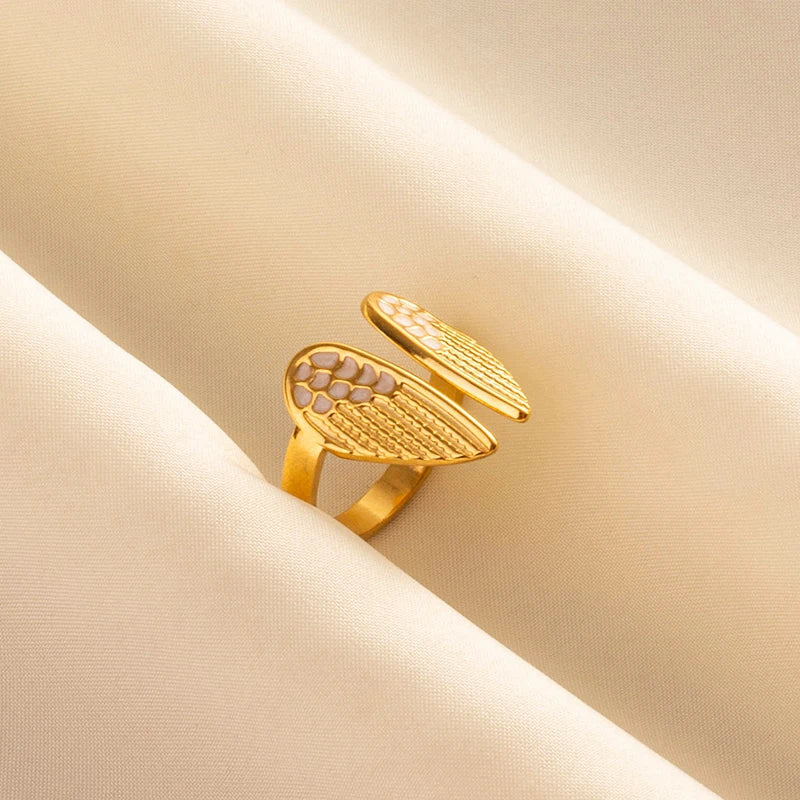 Bague en Acier Inoxydable Plaqué Or group pour Femme et Homme, Bijoux d'Anniversaire, Huile de Goutte à Goutte Blanche, Étoile, Cœur, Œil, Ouvert, Réglable, Vintage