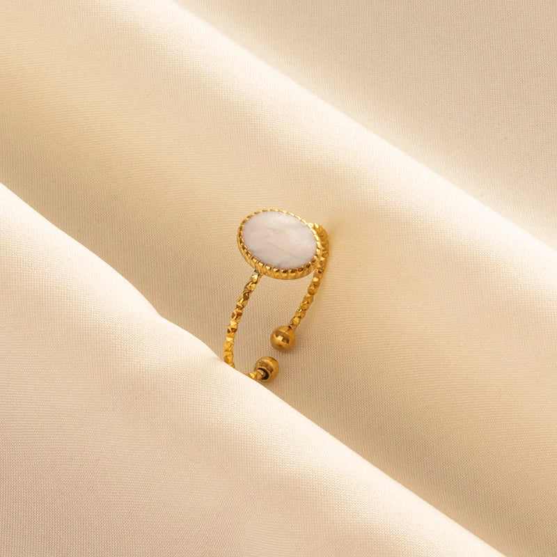 Bague en Acier Inoxydable Plaqué Or group pour Femme et Homme, Bijoux d'Anniversaire, Huile de Goutte à Goutte Blanche, Étoile, Cœur, Œil, Ouvert, Réglable, Vintage