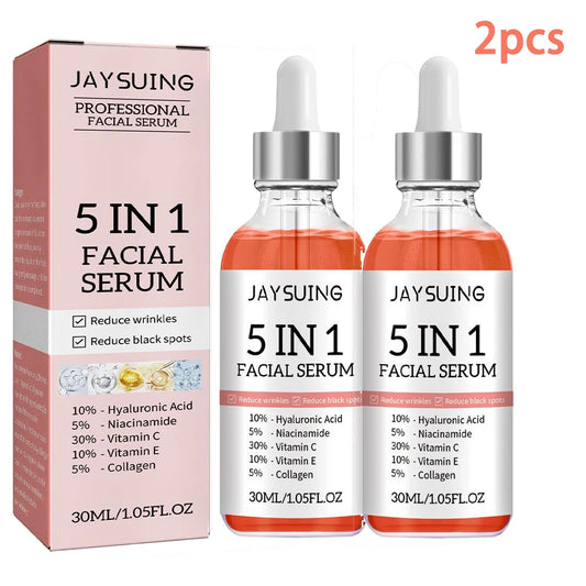 Sérum visage 5 en 1, hydratant, blanchissant, anti-déformable, anti-âge, vitamine C et acide hyaluronique pour réduire les pores, 30ml
