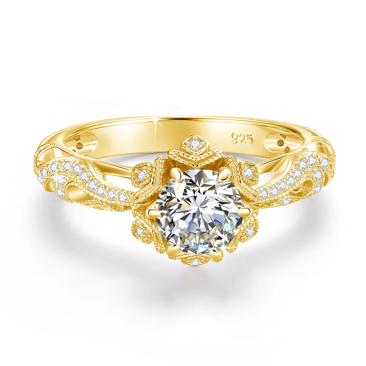 Bague de luxe plaquée or 18 carats pour femmes, 1ct D vvs1, Moissanite, bracelet de mariage en argent 925, haute qualité, cadeau de fiançailles, bijoux fins