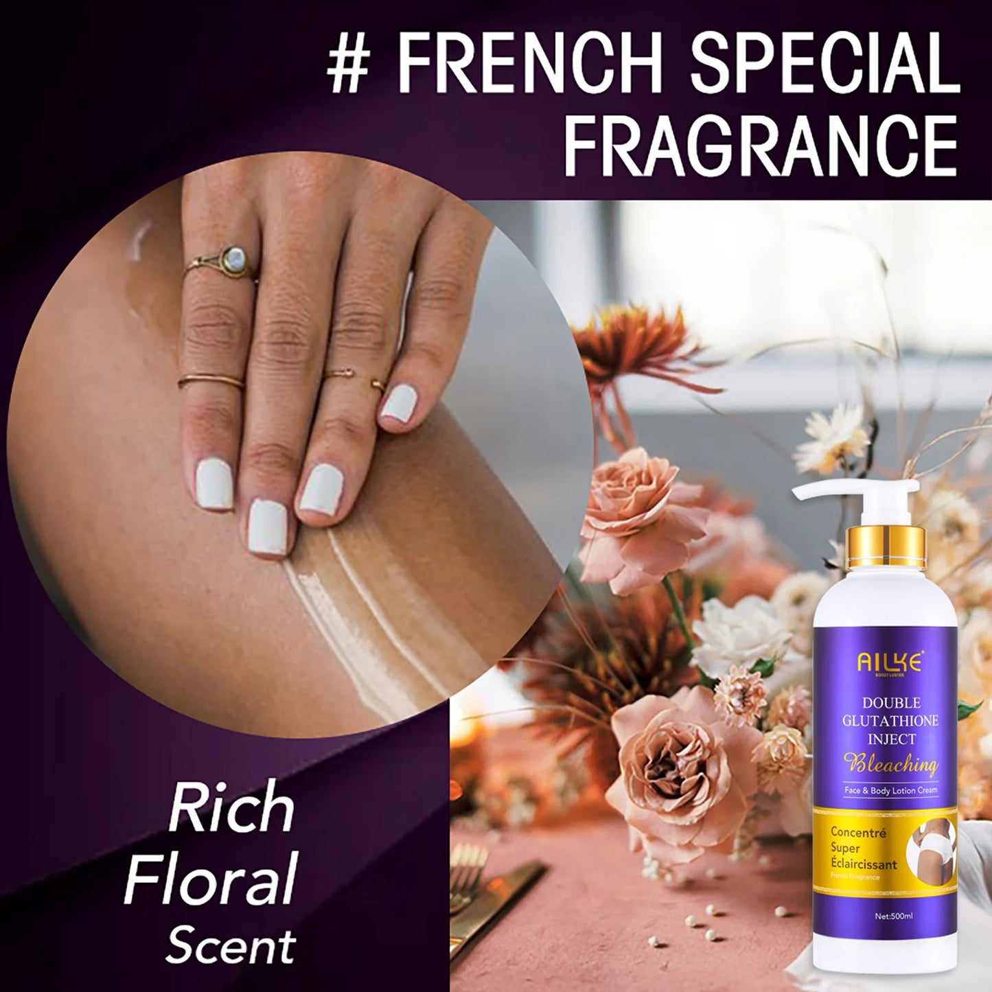AILKE – ensemble de soins pour la peau blanchissant, éclaircissant, avec double glutathion, réduit les taches noires, foncées et blanches, pour tous les Types de peau