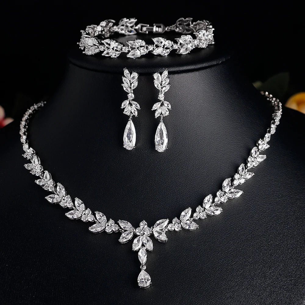 ZAKOL marque de luxe cubique zircone boucles d'oreilles collier élégant magnifique CZ mariage Banquet fête ensemble de bijoux