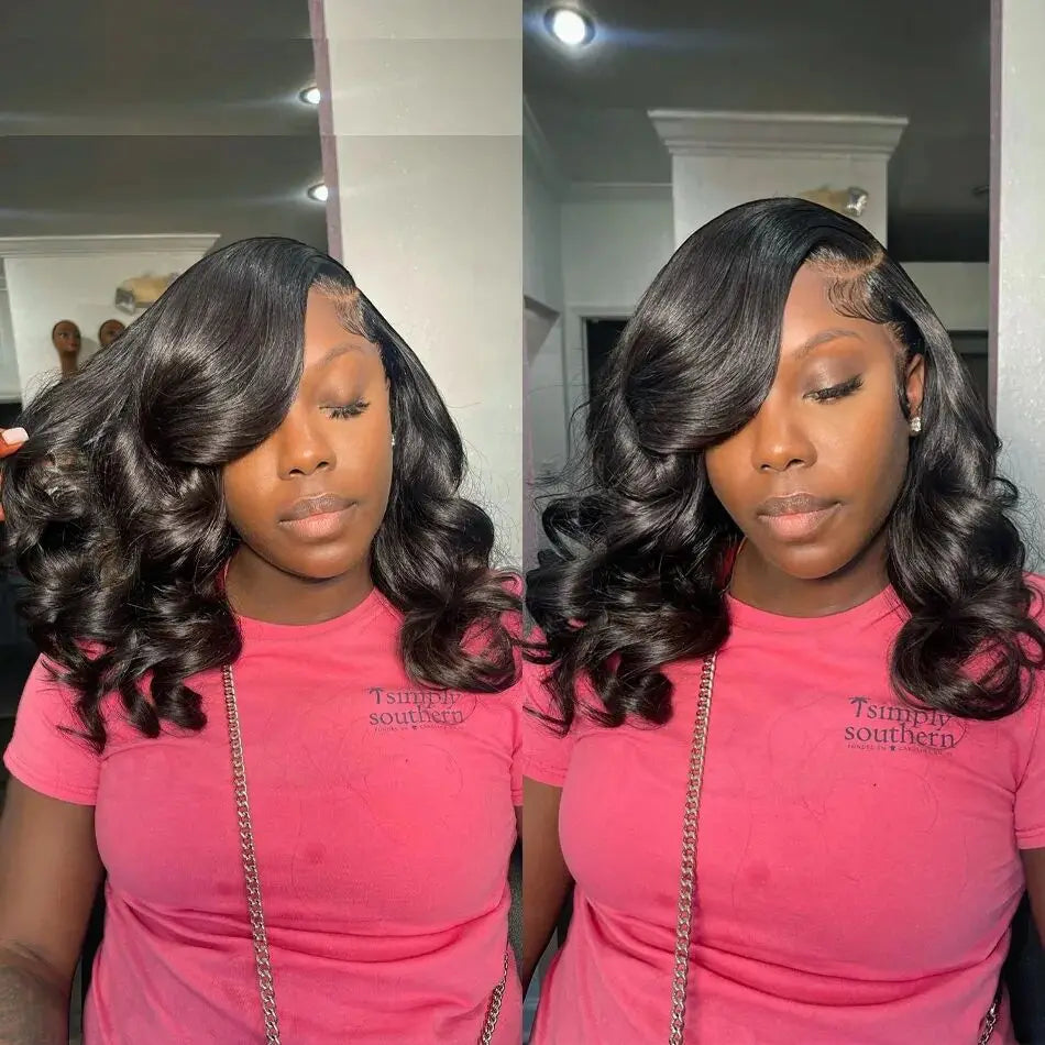 Perruque Bob Lace Front Wig Body Wave Naturelle, Cheveux Courts, 13x4, Transparent, En Solde, Pour Femme