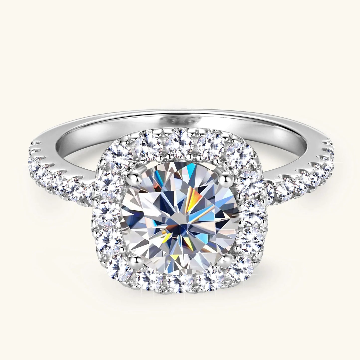 Bague Moissanite 2ct Certifiée GRA - Argent 925 Plaqué Or 18K