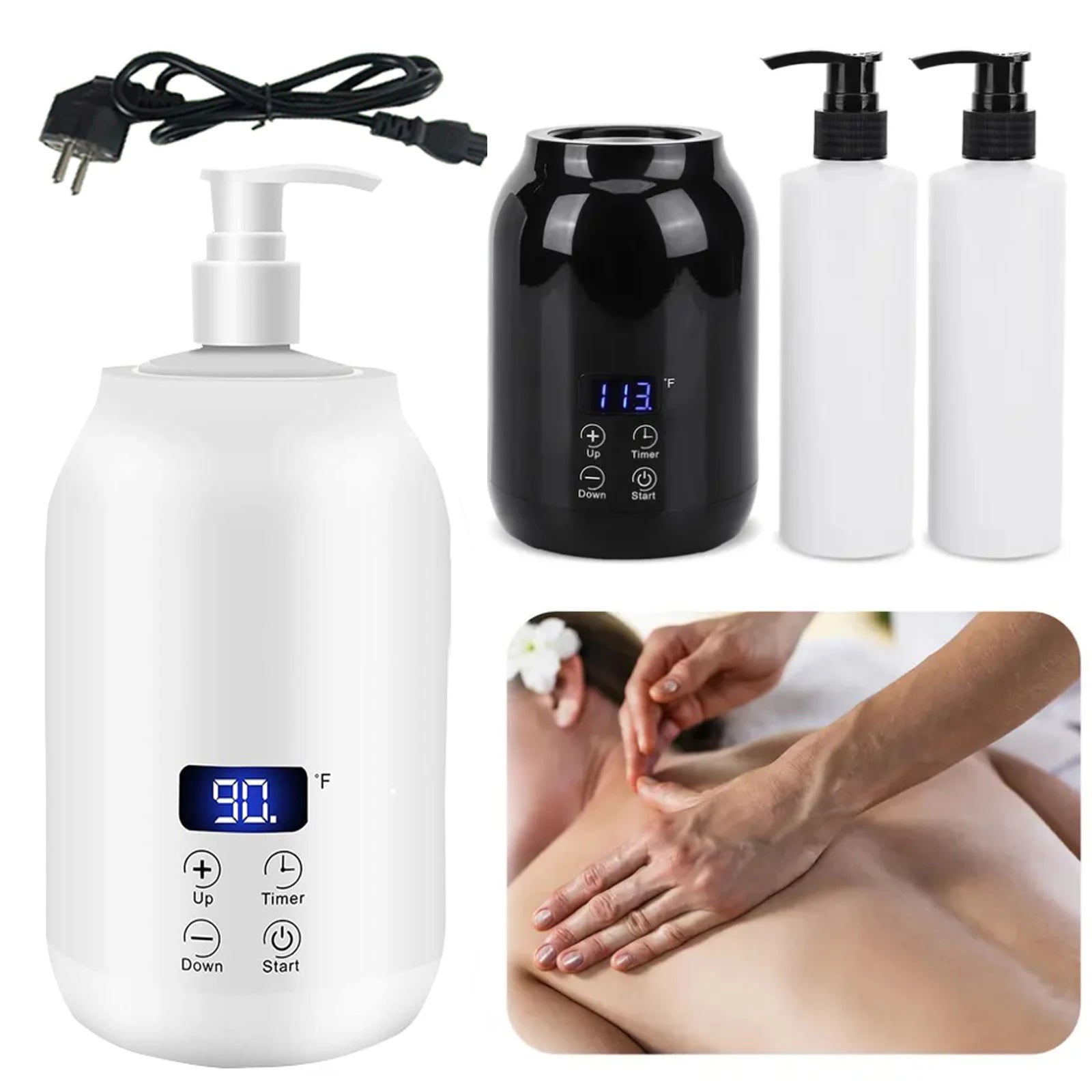 Chauffe-Lotion de Massage Digital - Réchauffeur Huile Crème LED Minuteur - Lencensa 