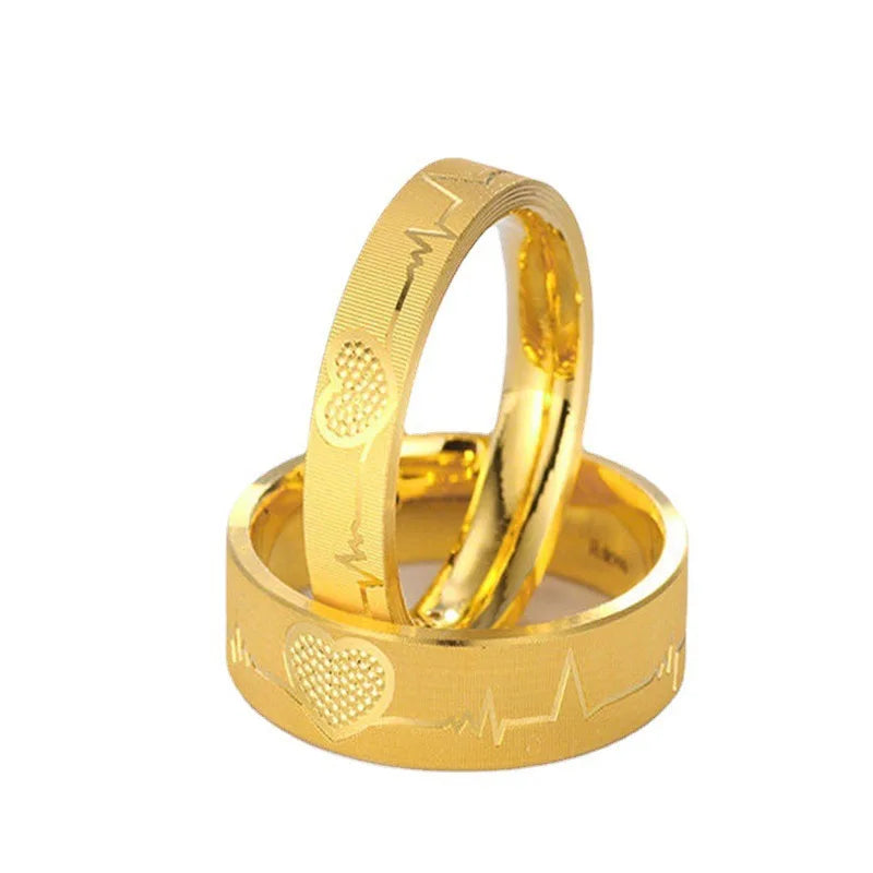 Bague Couple Or 24K Cœur - Sculpture CNC Boucle Fermée Premium