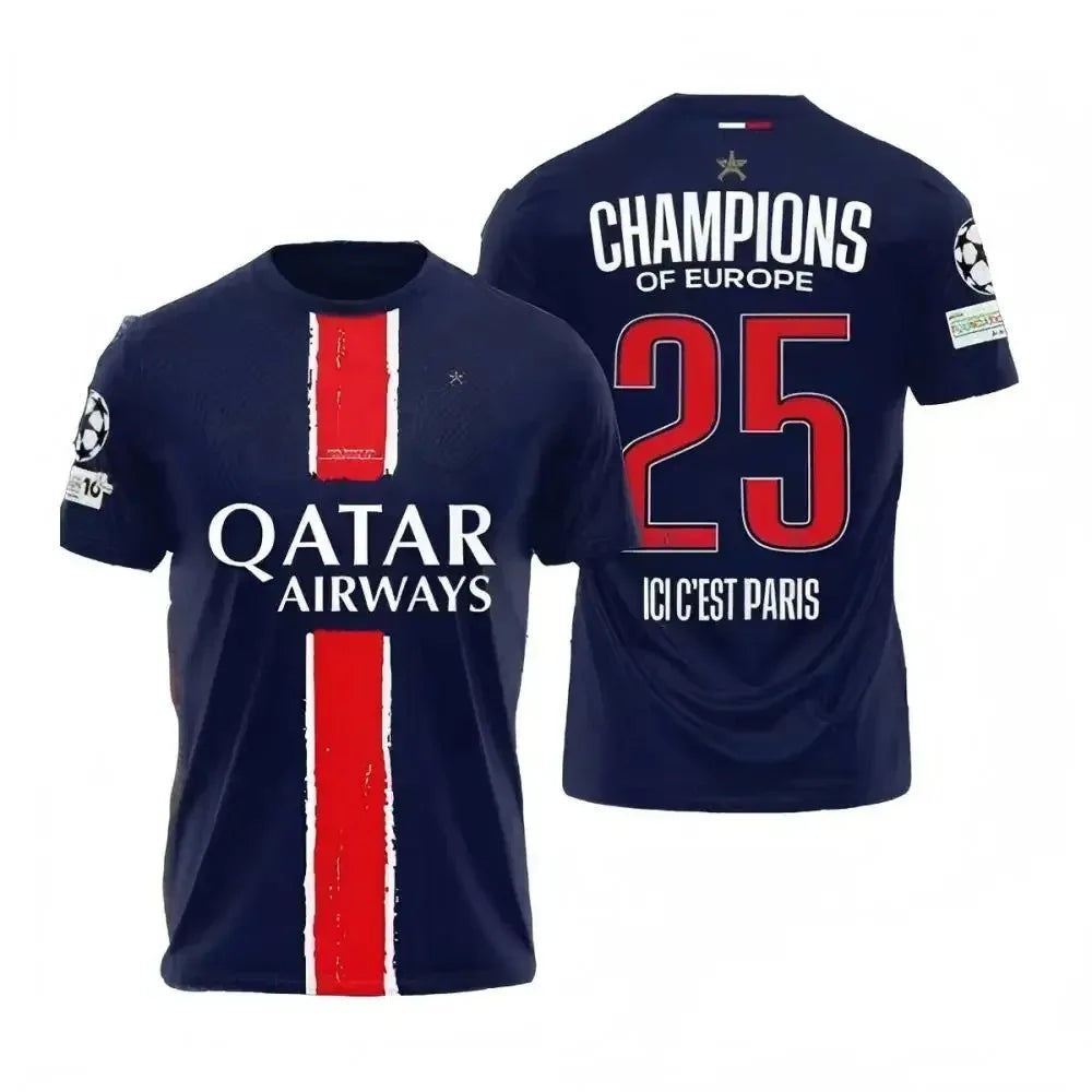 Maillot PSG Paris Saint-Germain 2025 - Jersey Homme Impression 3D Séchage Rapide - Lencensa 