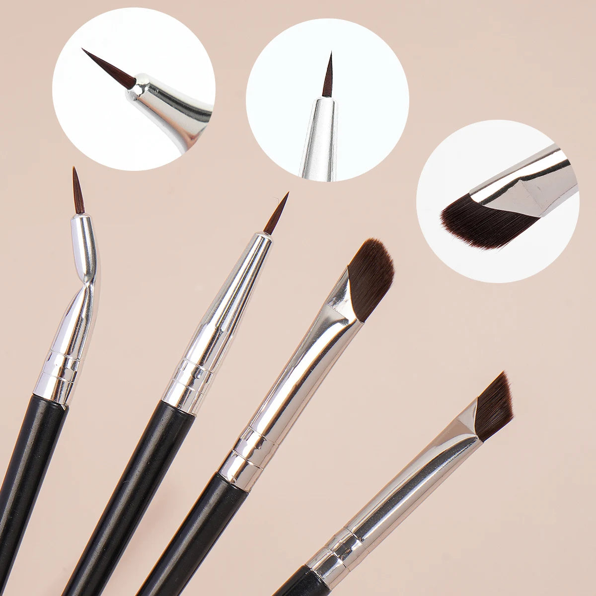 MAANGE-Ensemble de pinceaux de maquillage professionnels pour les yeux, fard à barrage, eye-liner, contour des yeux, outil de maquillage, 4 pièces - Lencensa 