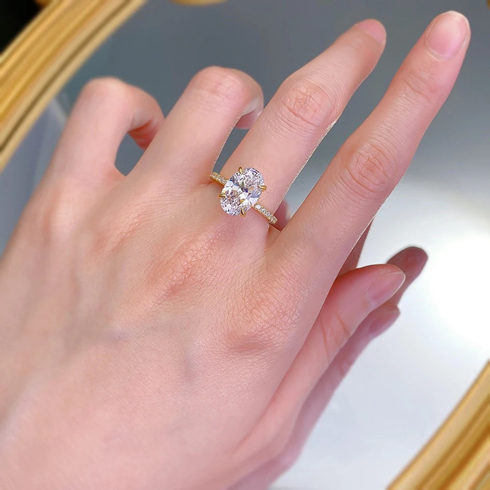 Bague Argent 925 Plaqué Or 18K - Saphir Ovale 8x12mm Laboratoire